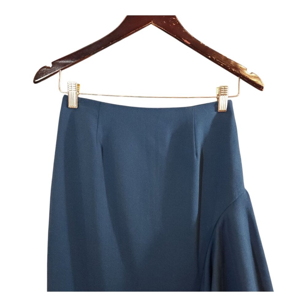Kaelen Wool Blend Ruffled Pencil Skirt Quiet Luxury Career Workwear Women's 2 - Picture 3 of 6